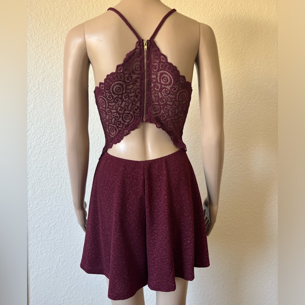 Windsor maroon lace and shiny romper shorts